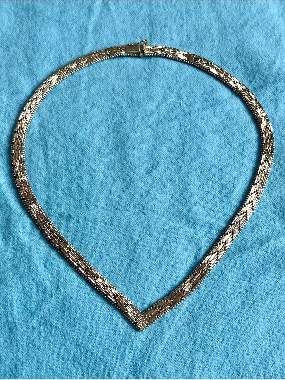 Vintage Italian Sterling Silver Herringbone Chevron Necklace Set